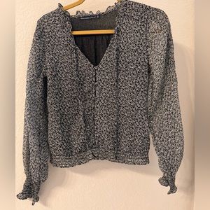 Abercrombie & Fitch Sheer Floral Button Blouse